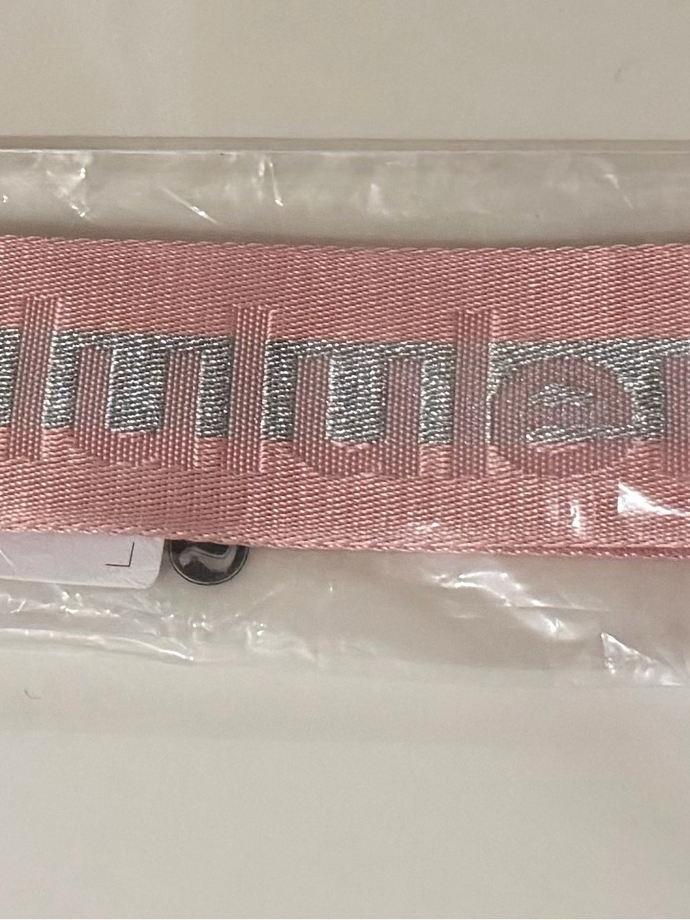 lululemon athletica Pink Logo Key Strap with Silver Accent